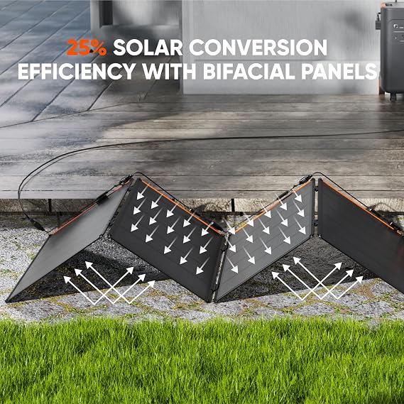 Jackery SolarSaga 500X Solar Panels, 500W Power Output, 25% High Bifacial Conversion Efficiency, Compatible with Explorer 5000 Plus,IP68 Rated for Outdoor Camping,RVs,and Off-Grid Living