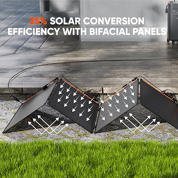 Jackery SolarSaga 500X Solar Panels, 500W Power Output, 25% High Bifacial Conversion Efficiency, Compatible with Explorer 5000 Plus,IP68 Rated for Outdoor Camping,RVs,and Off-Grid Living