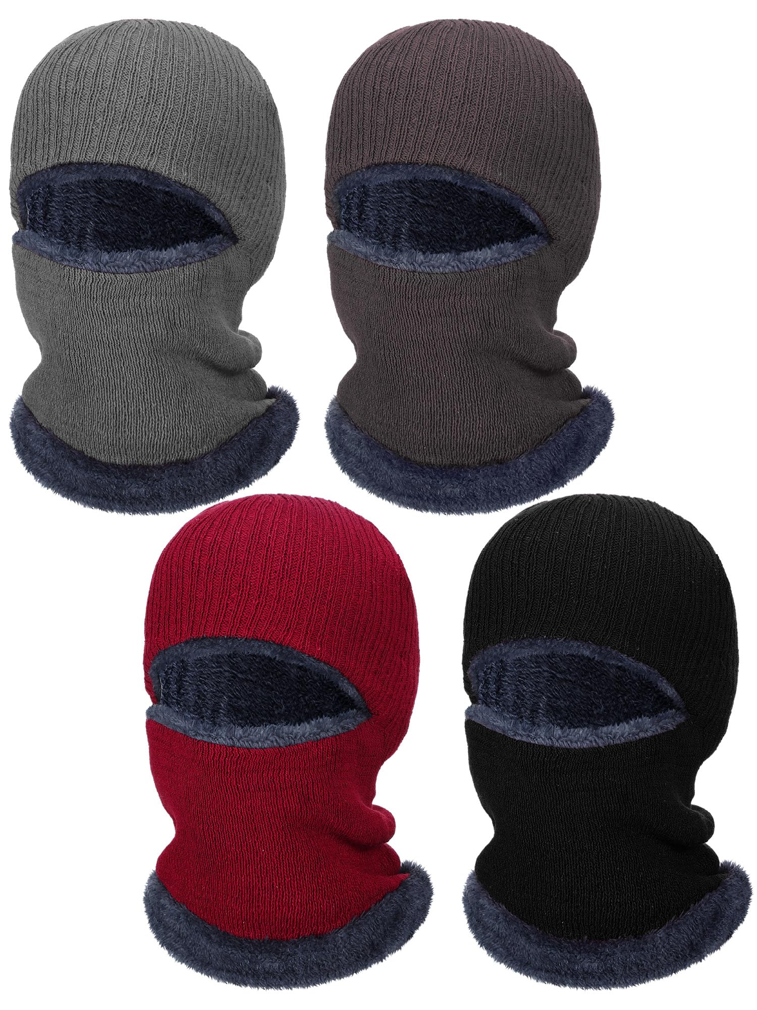 Bencailor 4 Pcs Winter Face Mask for Men Balaclava Ski Mask Winter Knitted Fleece Thermal Face Mask for Women Cold Weather