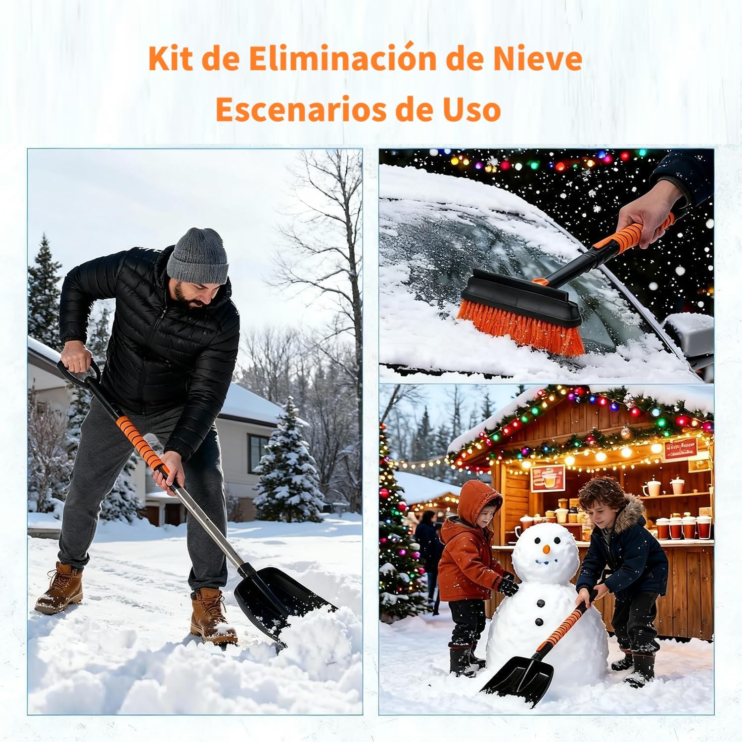 120 CM Cepillo de Nieve para Automóviles, 6 en 1 Raspador de Hielo para Limpiaparabrisas, Pala de Nieve con Mango Telescópico para Automóviles, SUV, Camiones