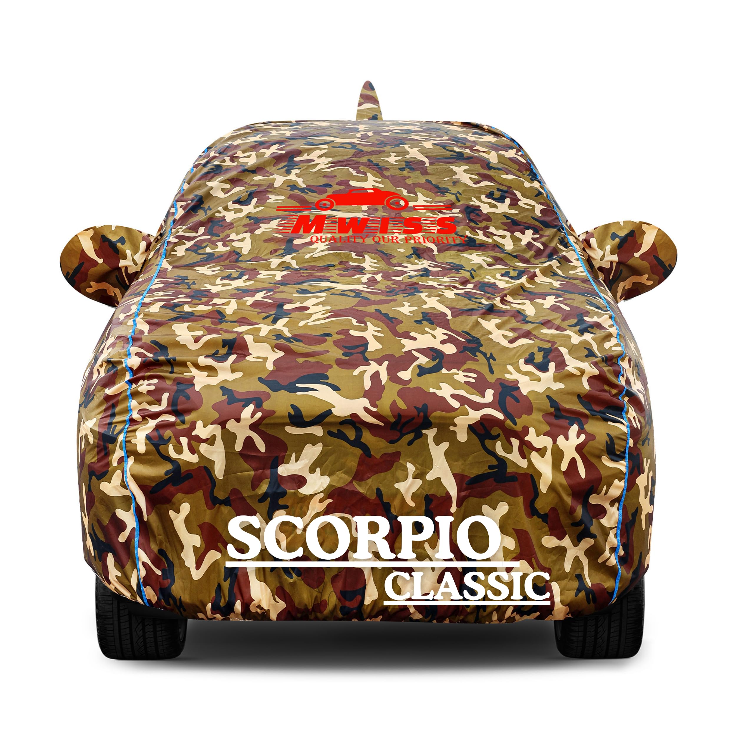 MWISS Waterproof Car Cover for Mahindra Scorpio Classic | Dustproof, UV & Scratch Resistant Soft Cotton Lining | Triple Stitched, Mirror Pockets & Elastic Hem | Jungle