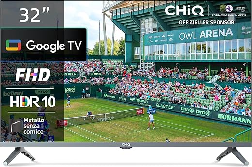 CHiQ L32H8CG TV 32 pollici, Smart TV, FHD, senza cornice in metallo,...