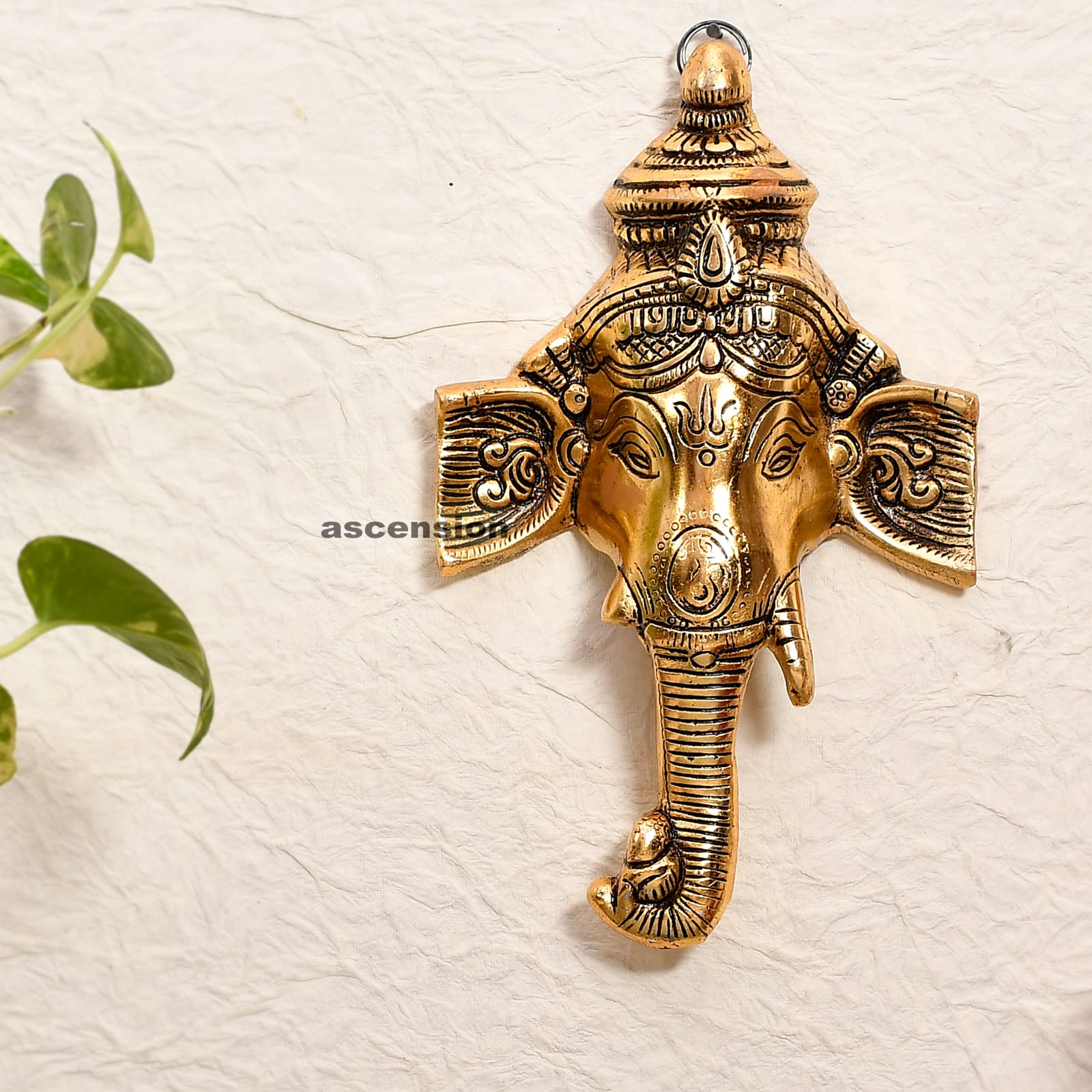 ascension White Metal Ganesh Ganesha Ganpati Showpiece Main Door Hangings for Home Décor Decoration and Gift Purpose Diwali Gifts, Pooja, Temple