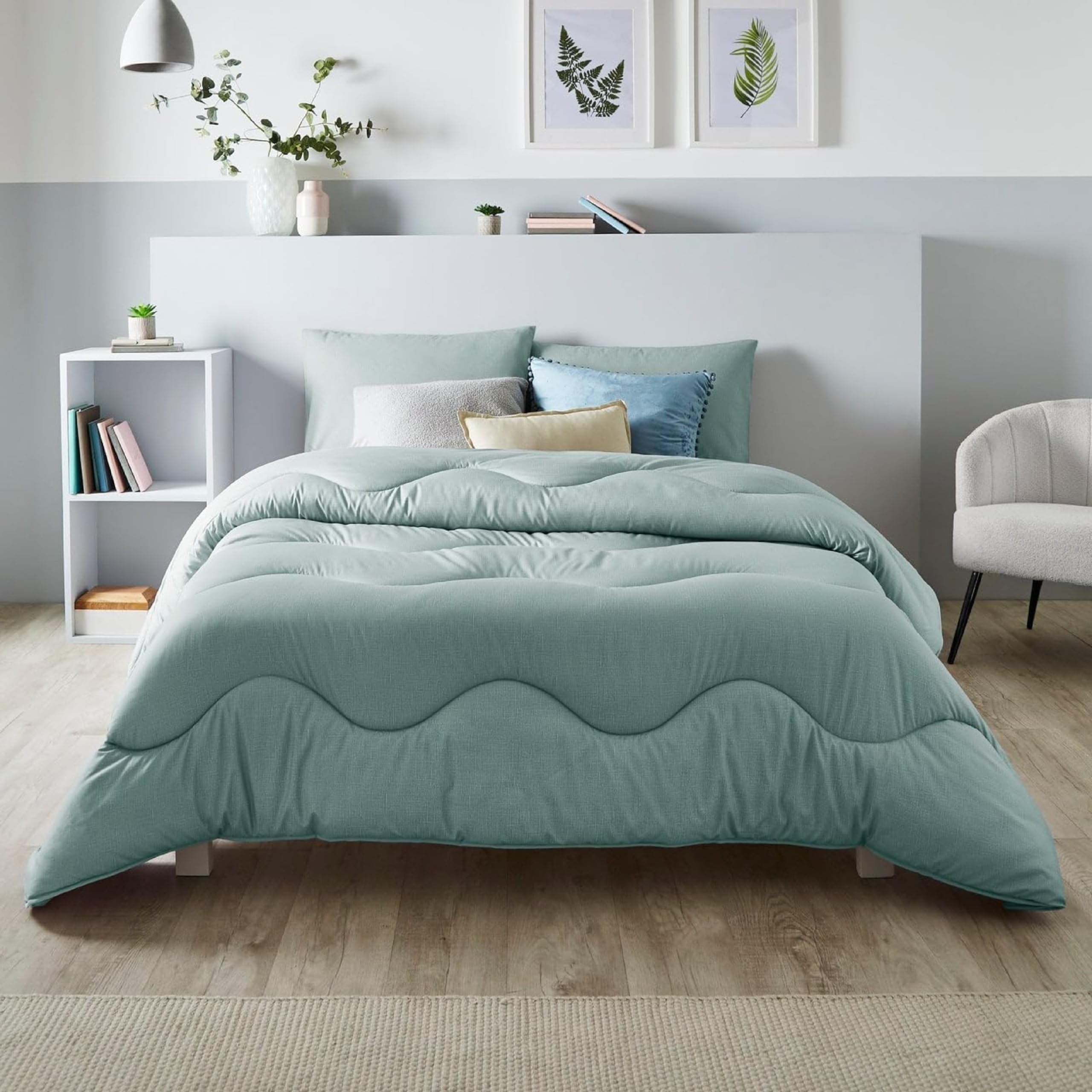 Night Lark Coverless Duvet Double 10.5 Tog - Linen Collection - Seagrass Green. Supersoft, Cosy and Lightweight Quilt. A Machine Washable, Hypoallergenic, Quick Drying All in One Reversible Comforter