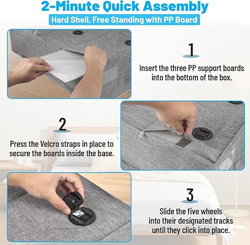 Miniatura 6 de Paquete de 2 contenedores de almacenamiento debajo de la cama con ruedas de 10 pulgadas de altura, contenedores de almacenamiento con ruedas XXL de