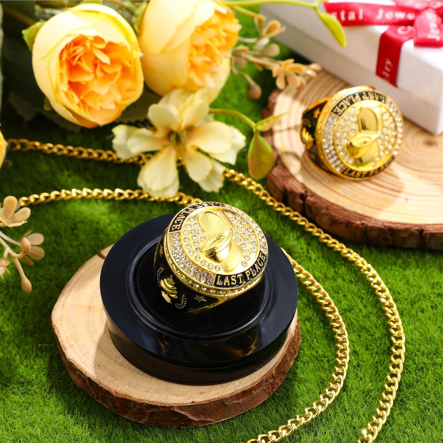 Highergo 10 Pcs Basketball Softball Baseball MVP Dancer Champion Trophy Ring with Display Stand Star Football Soccer Volleyball Golf Cheerleading Bowling Track Field