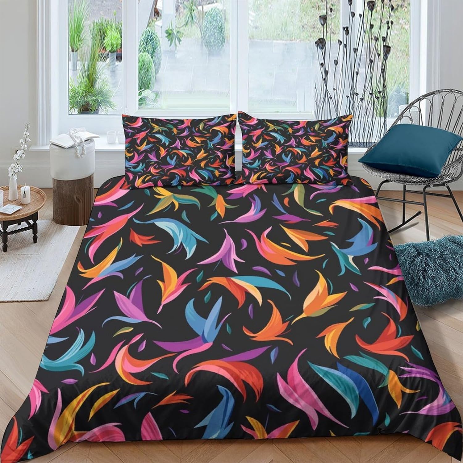 Housse de couette plumes anti-pli en microfibre douce avec fermeture éclair