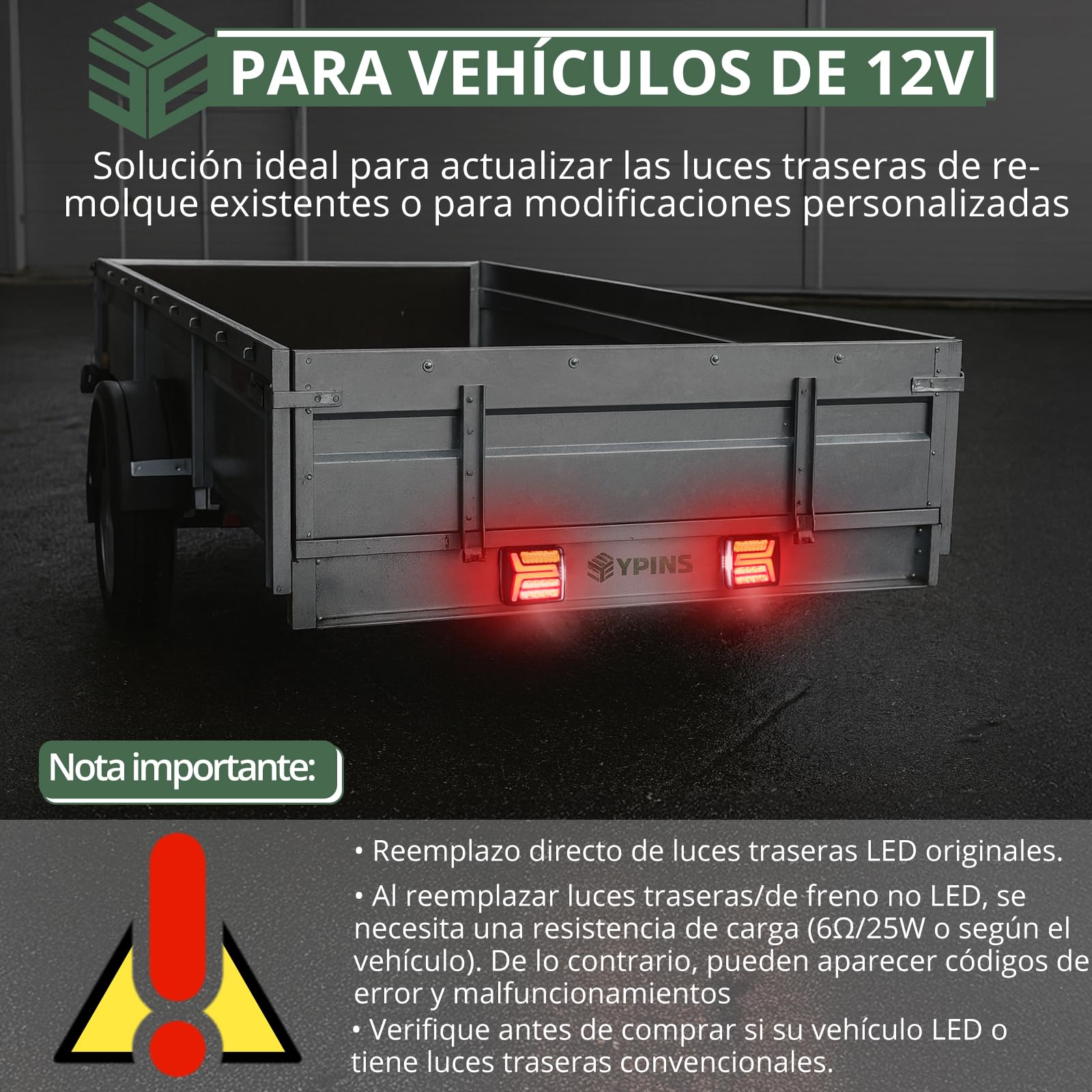 EYPINS 2X Luces Traseras para Remolque 35 LED y 7 Pines, 12V Pilotos Traseros IP67, Instalación fija con Cable 10m, Luz de Freno, Intermitente e Iluminación de Matrícula, Turismos,Camiones,Caravanas
