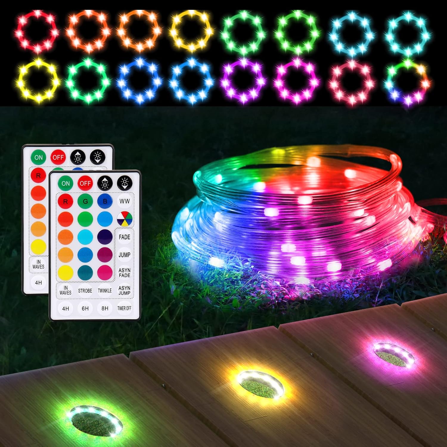 Panapo 2 Set Cornhole Lights for Hole and Board, 17 RGB Colors and 7