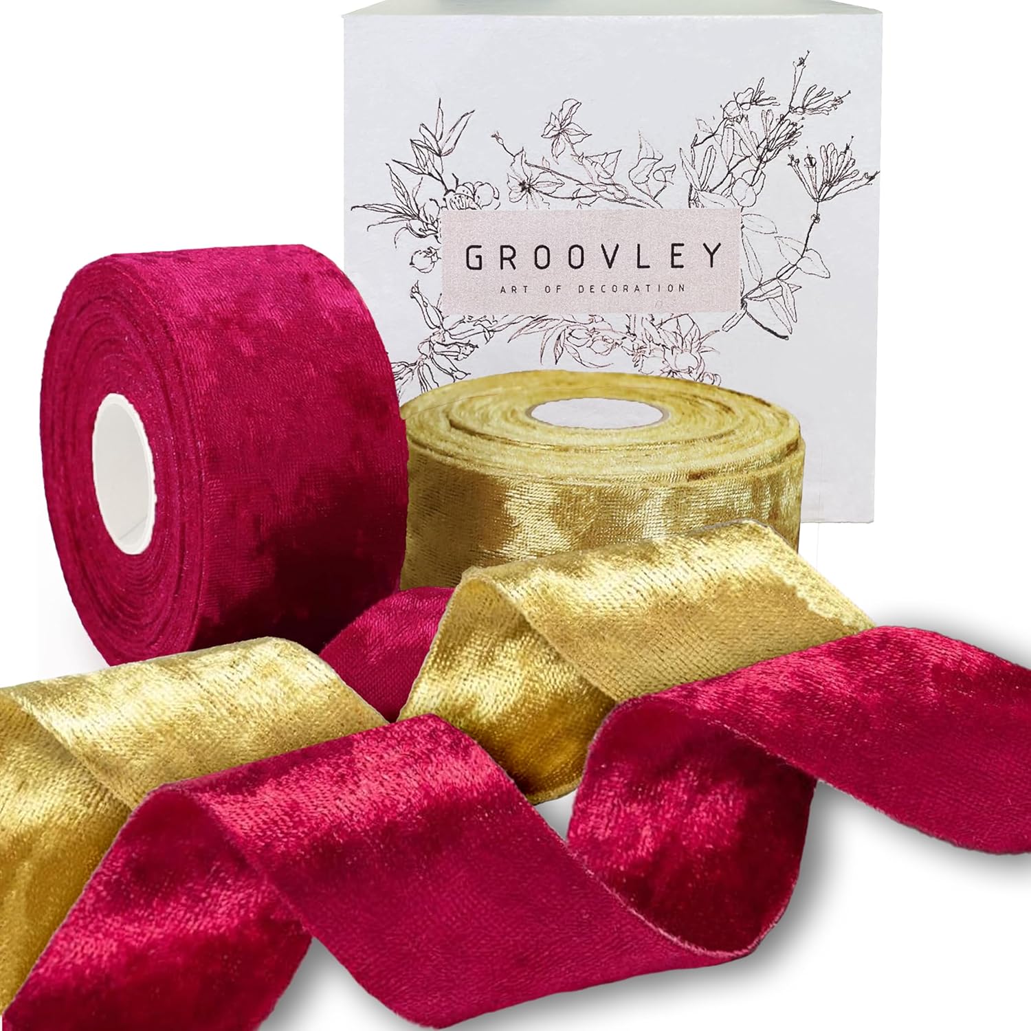 Groovely Velvet Ribbon Set 1 inch x 10Yd Luxury Velvet