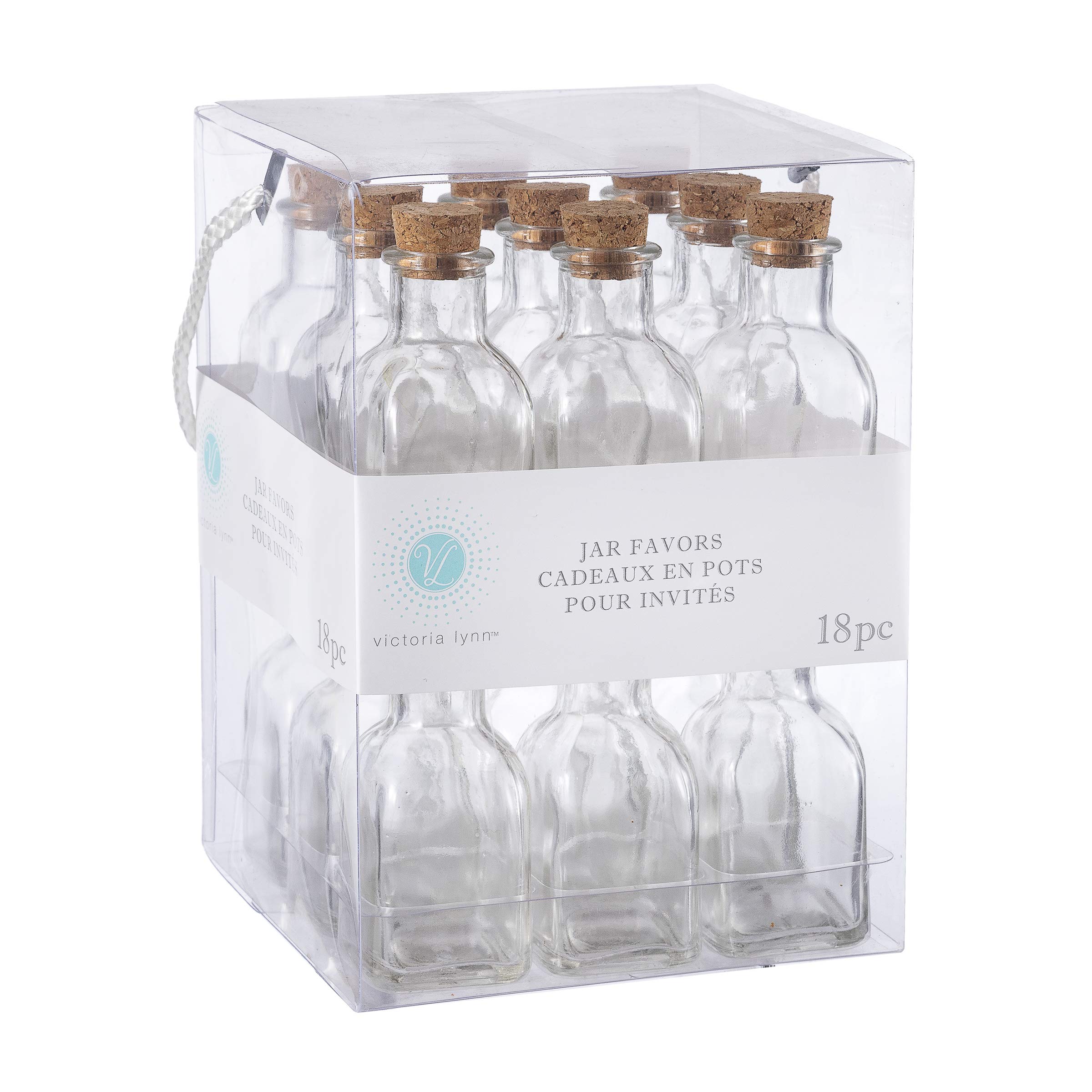 Darice Victoria Lynn Bottle Favors: Clear Glass with Cork Plugs, 1.5 x 3.5 Inches, Set of 18