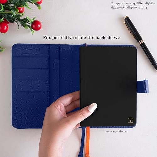 Miniatura 3 de NEORAH Funda para cuaderno A6 con bucle + diario de cuadrícula de puntos, funda de piel sintética + bucle para bolígrafo, 2 compartimentos