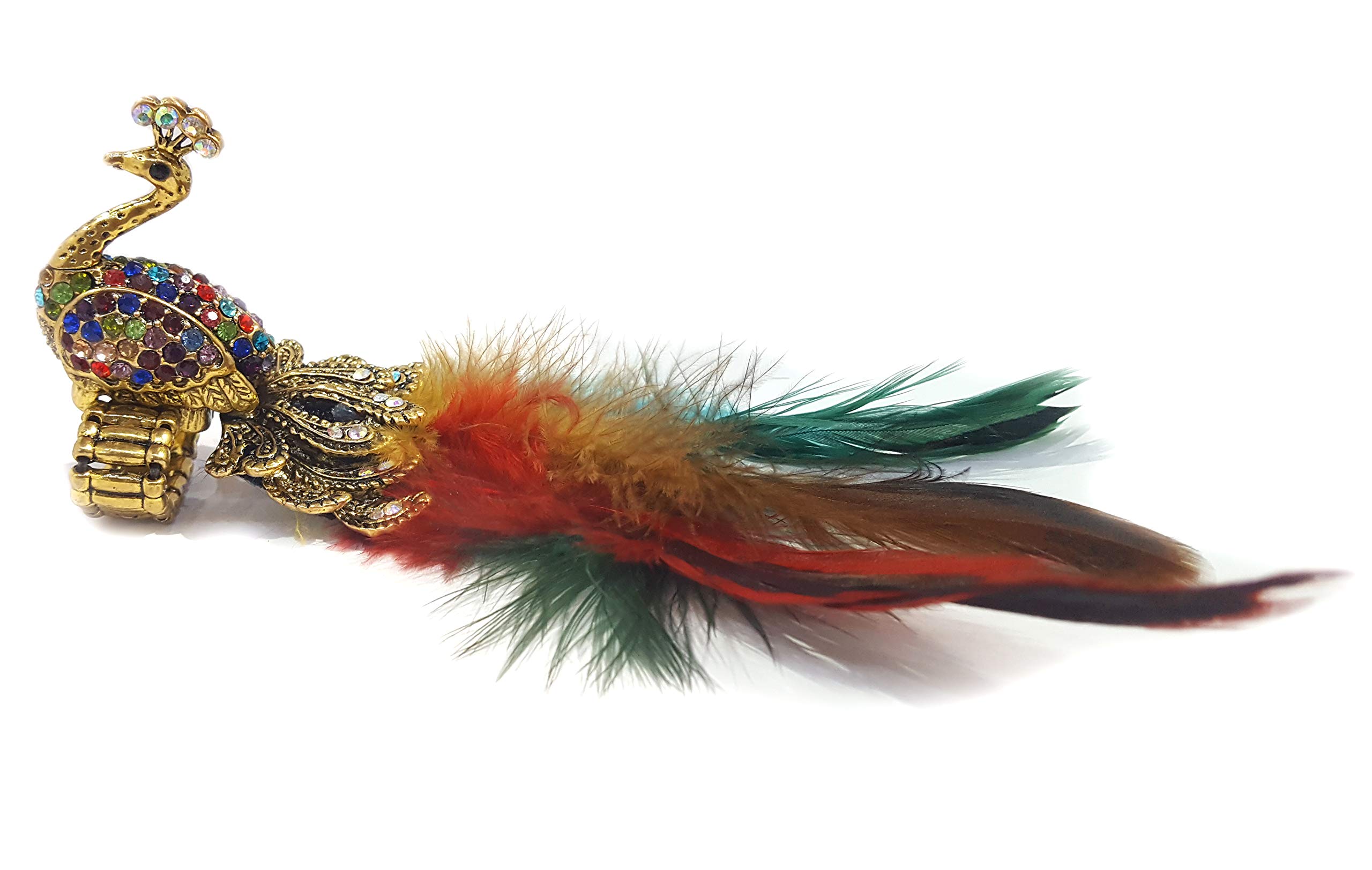 youbella Designer Peacock Feather Adjustable Ring for Women-picture-3