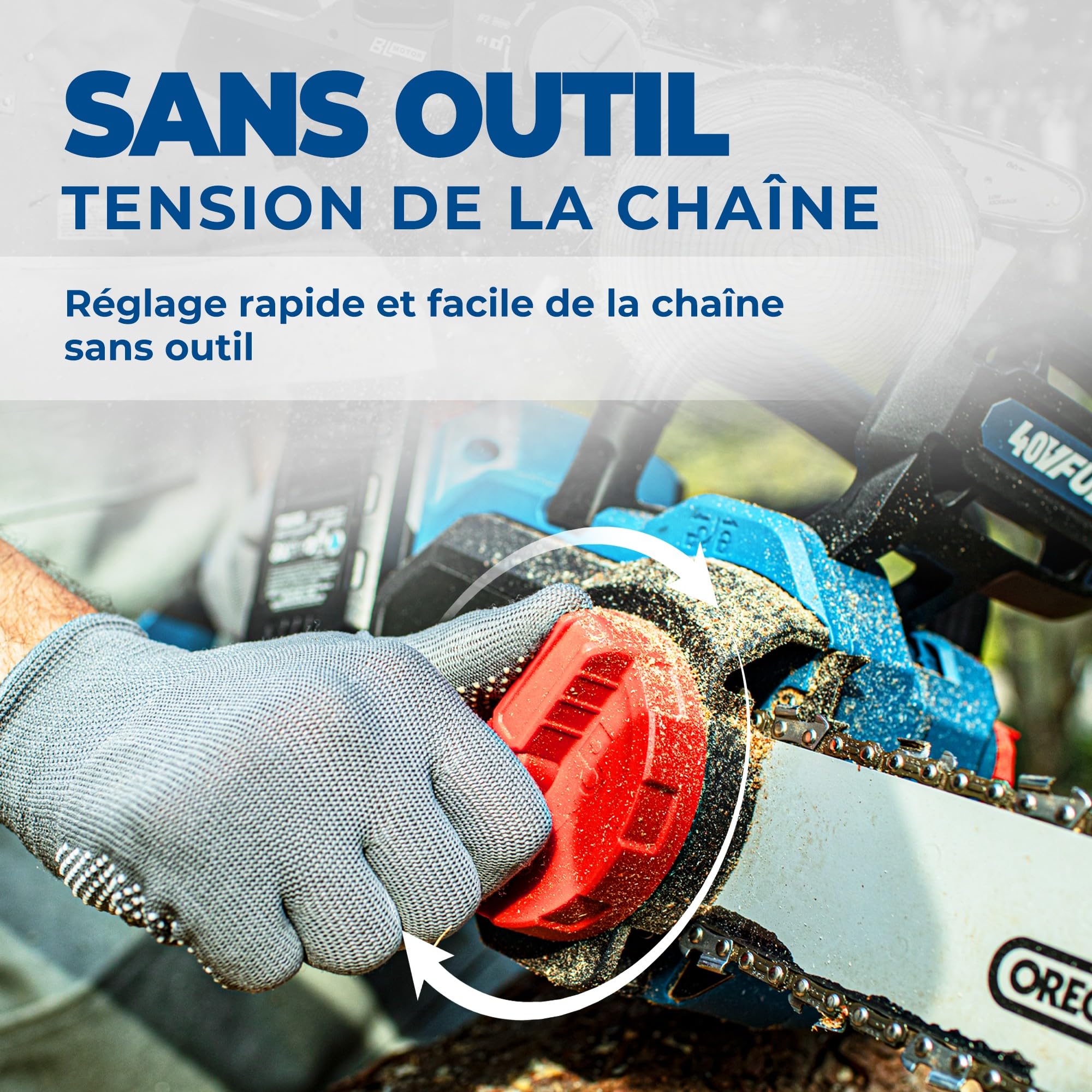 Dong Cheng Tronçonneuse sans fil 40V, Tronçonneuse à Batterie 38 cm de longueur de coupe, Moteur sans balais 14 m/s vitesse de coupe, fournie avec 2 batteries 4,0 Ah et Chargeur