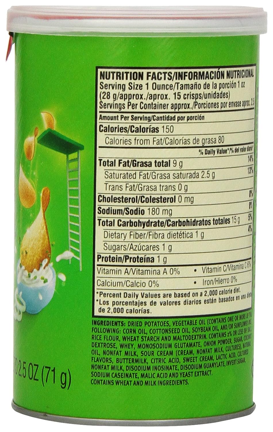 Pringles Sour Cream and Onion Grab and Go Pack, 2.5 Ounce (Pack of 12)