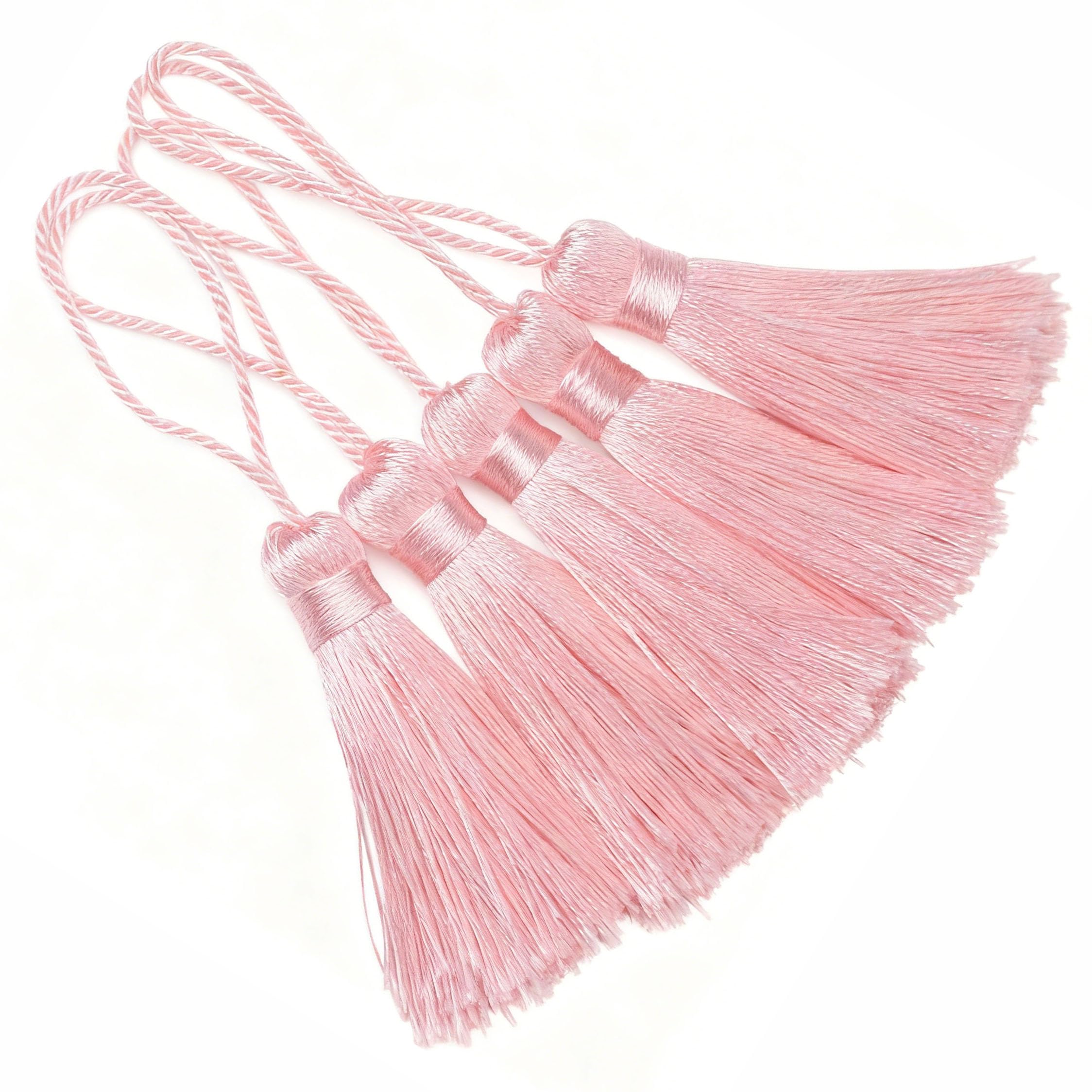 20pcs 10.9cm Handmade Silky Mini Tassels for Bookmarks,DIY-Light Pink — image 1