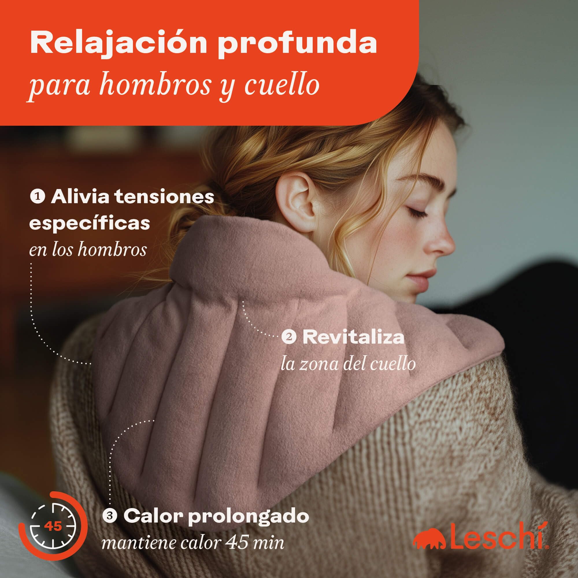 LESCHI XXL Bolsa Semillas Microondas 60x28cm, 100% Algodón y Trigo Orgánicos, Saco de Semillas de 11 Compartimentos, Saco Térmico de Semillas para Microondas ideal para Cervical y Espalda, Rosa