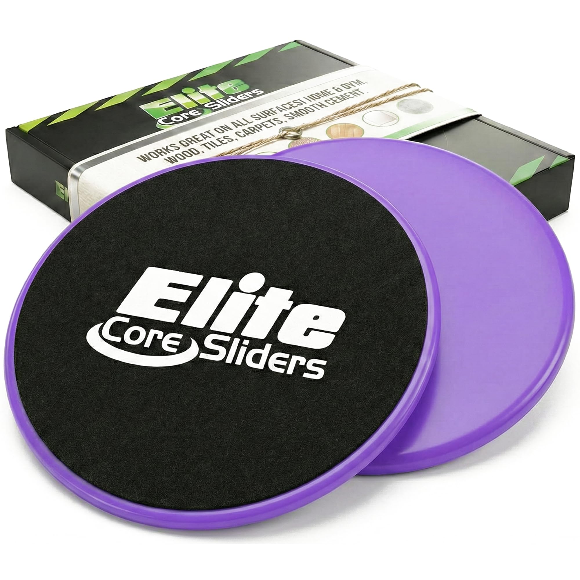 Elite Sportz Core Sliders for Working Out - Pack of 2 Compact, Dual Sided Gliding Discs for Full Body Workout on Carpet or Hardwood Floor - Fitness & Home Exercise Equipment - Small Gift for Athletes