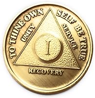 Vista 4 de 1 Year Bronze AA (Alcoholics Anonymous) Birthday - Anniversary Recovery Medallion/Coin/Chip