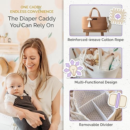 Miniatura 10 de Organizador de pañales, bolsa de pañales bohemia para necesidades de cambiador y artículos esenciales para bebés para recién nacidos, organizador de