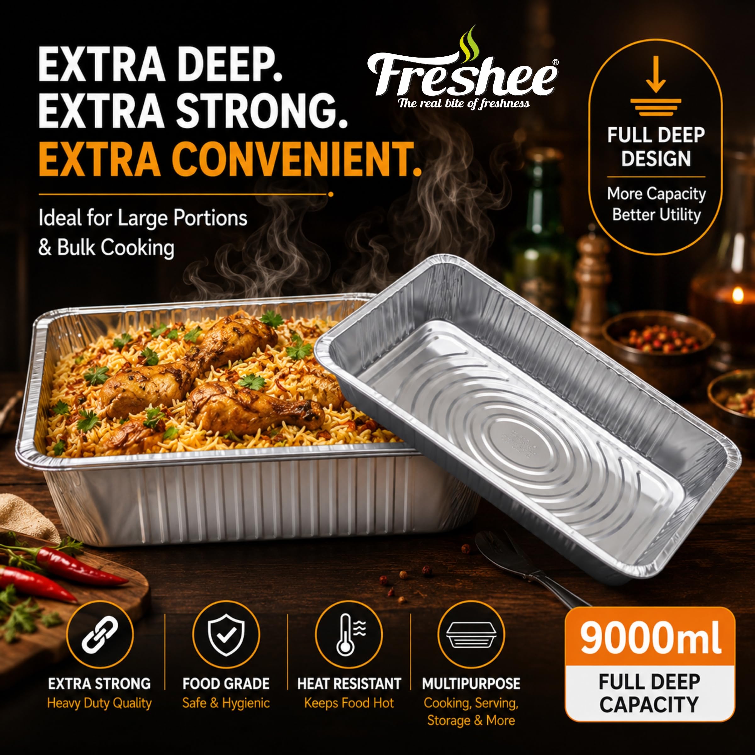 Freshee 9000ml Disposable Aluminium Baking Tray with Lid for