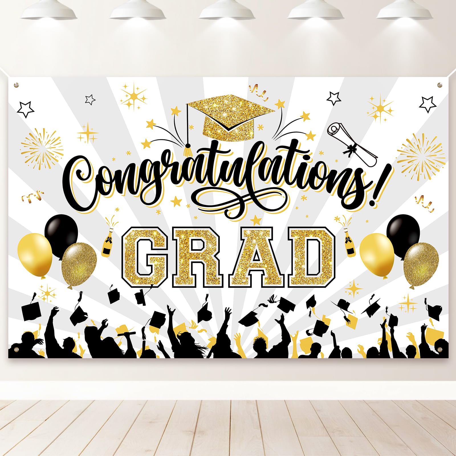 PartyYaa Congratulations Decorations, Congrats Grad Banner, We are so Proud of You Backdrop