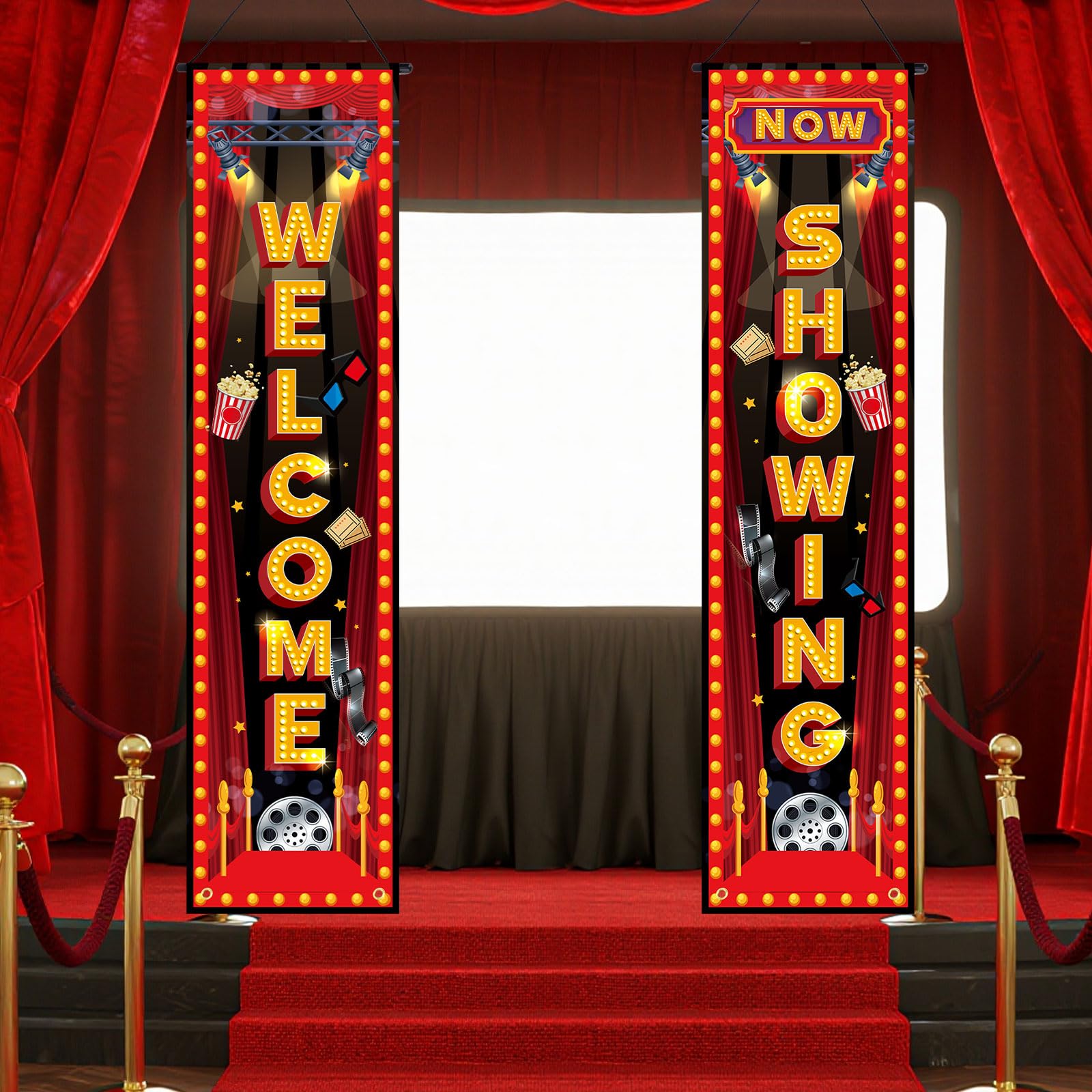 Penitue 2pcs Movie Night Porch Banner - Image 3