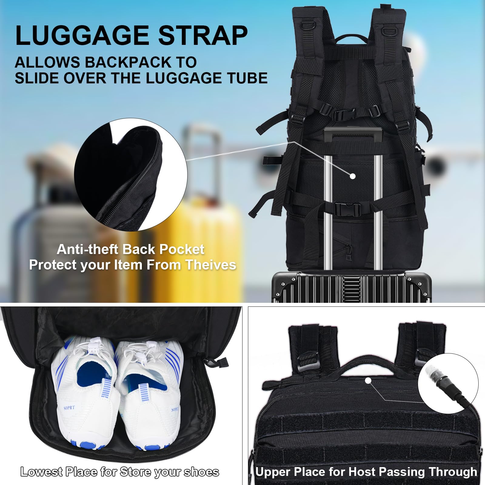 Oreunik Militär Rucksack Herren,45L Wasserdicht Taktischer Bundeswehr Rucksack Molle Rucksäcke Survival Backpack für Wandern im Freien Trekking Camping Wandern Angel Reise Arbeit