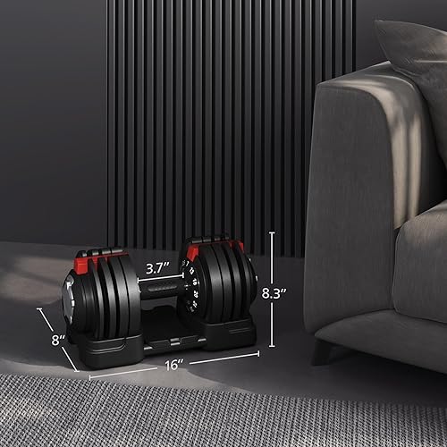 Miniatura 5 de Yaheetech Juego de mancuernas ajustables de 284052.590 libras, mancuernas ajustables de ajuste rápido, juego de pesas con mango antideslizante y