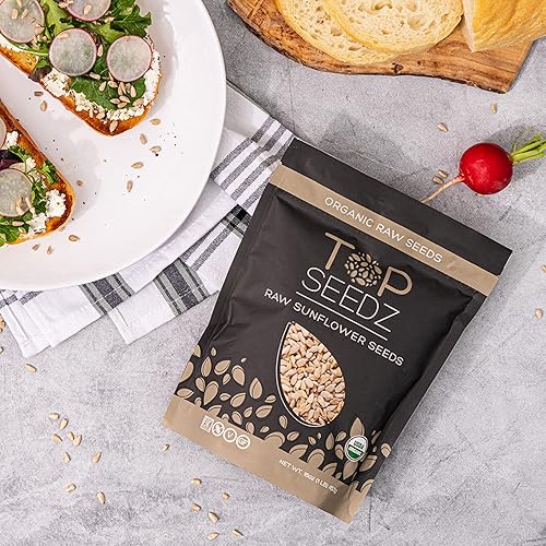 Miniatura 6 de Top Seedz Semillas de girasol crudas orgánicas certificadas por la USDA, frescas y sin sal, sin cáscara, sin gluten, sin nueces, veganas, kosher,
