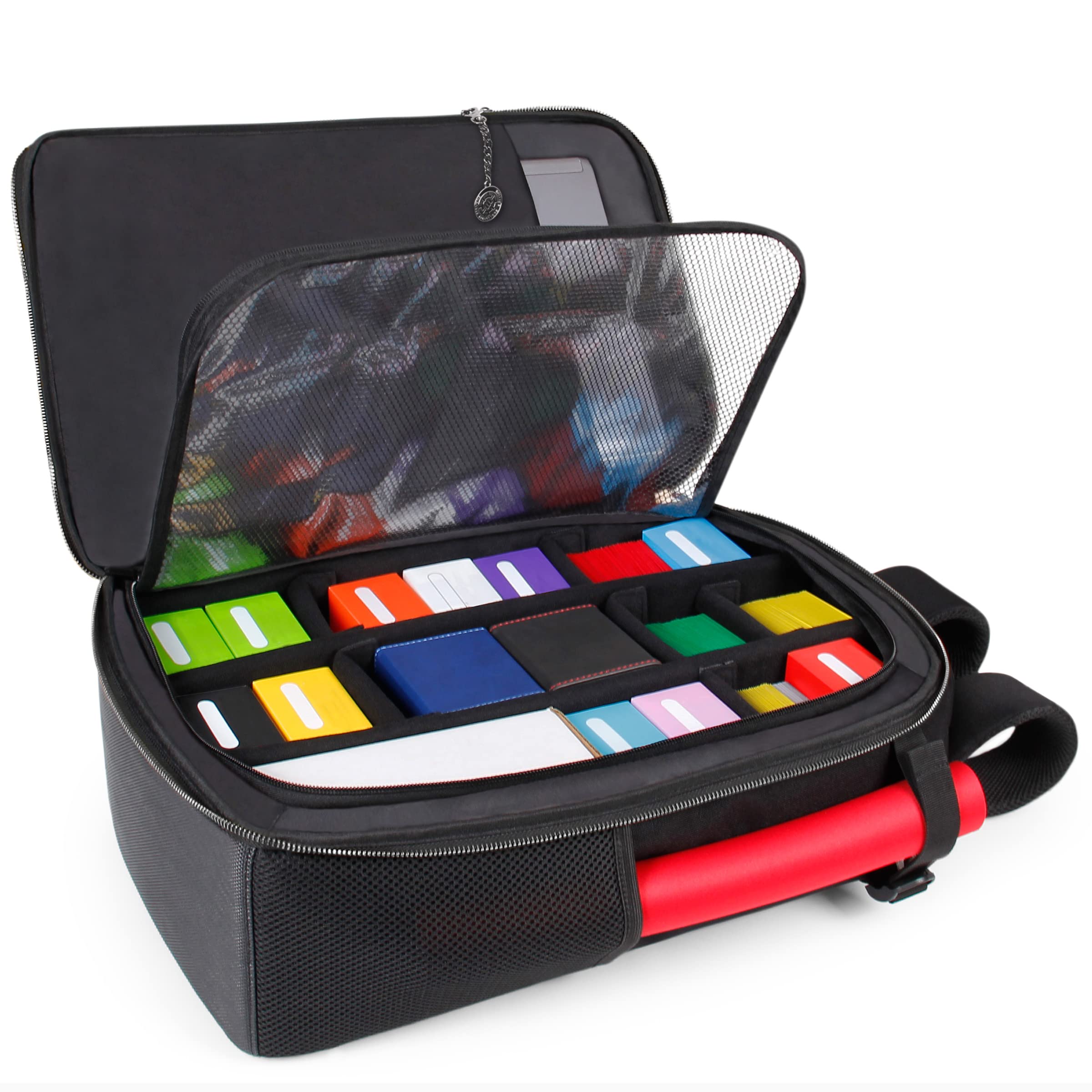 ENHANCE MTG Backpack - Collector's Edition TCG Backpack for Deck Boxes, Sleeved Cards, Playmats, MTG Accessories - Customizable Card Organization with Built-in Defender Screen (Dragon Black)