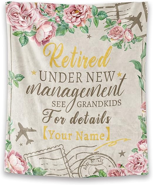 Custom Retirement Throw Blanket - Soft, Fuzzy & Warm - 30x40 Inches Small Blankets for Women - Taupe Vintage Throws Farewell Gift for Coworker