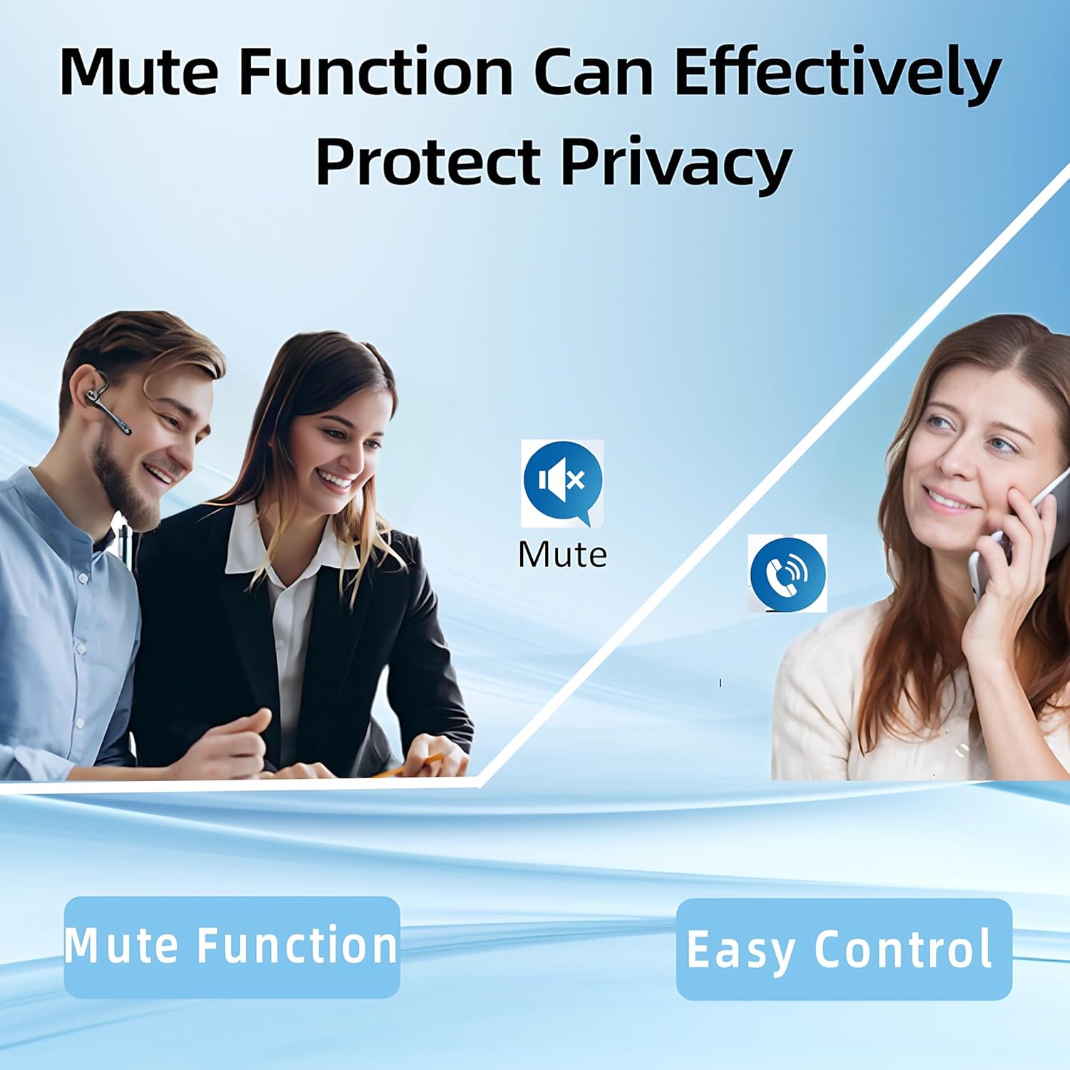 Earbuds Bluetooth Headset Wireless Earpiece with Noise Canceling Microphone 160H Standby Time Hands Free Headphones Single Ear Earphones for IOS Android Samsung Cell Phones Business Home Office Gaming - Image 7