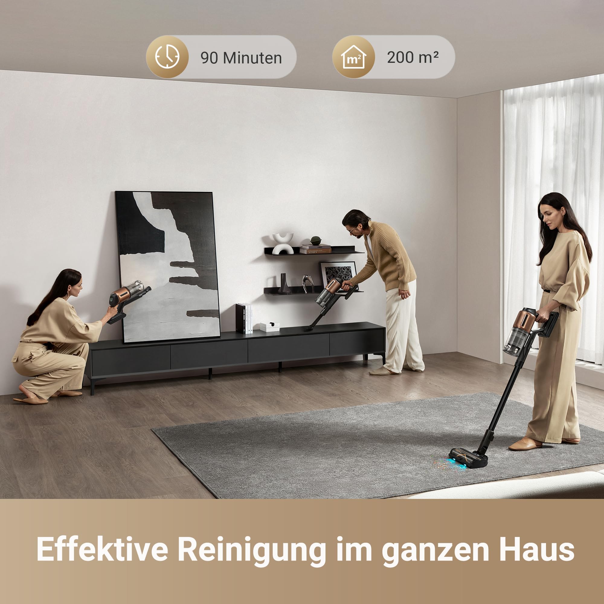 dreame Z20 Kabelloser Staubsauger, 25,000PA / 250 AW Saugleistung, 90 min maximale Reinigungszeit, 99,99% Filtereffizienz, HEPA H14 Filterung, Dust Reveal Technologie, Multi-Flächenabsaugung