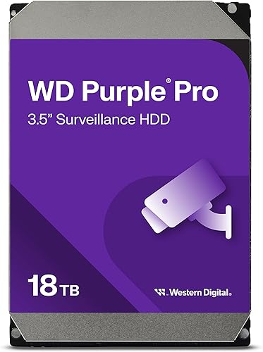 Western Digital Disco duro interno WD Purple Pro Surveillance de 18 TB - SATA 6 Gbs, caché de 512 MB, 3.5" - WD181PURP