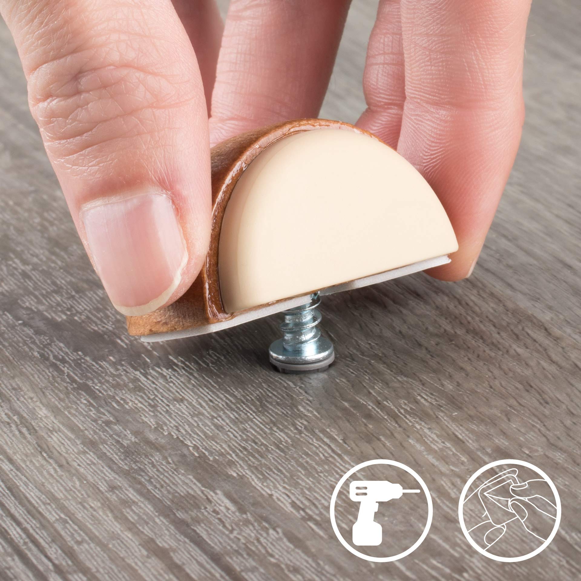 Set 2 Fermaporte In Legno Autoadesivi - Design Rovere, Senza Viti, Per Parquet E Piastrelle - Foto 3