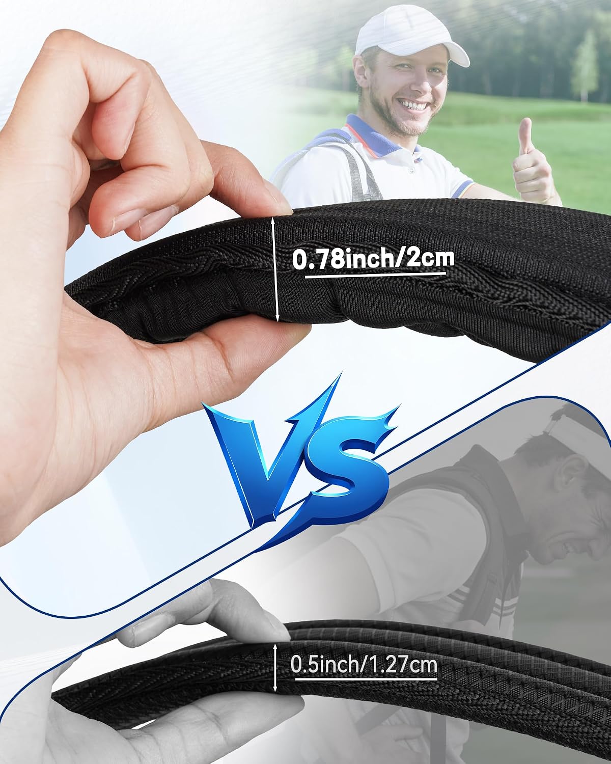 BIG TEETH Golf Bag Strap 3D Air Cushion Padded, Golf Bag Strap Single Adjustable Straps Universal Replacement Us Flag Relieve Your Shoulder Pressure
