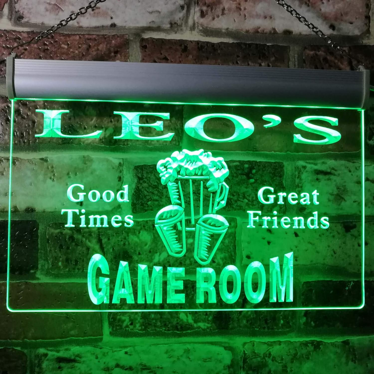 ADVPRO Leo's Bar Game Room Custom Personalized Name Neon Sign Green 12x8.5 inches st4s32-x0168-tm-g