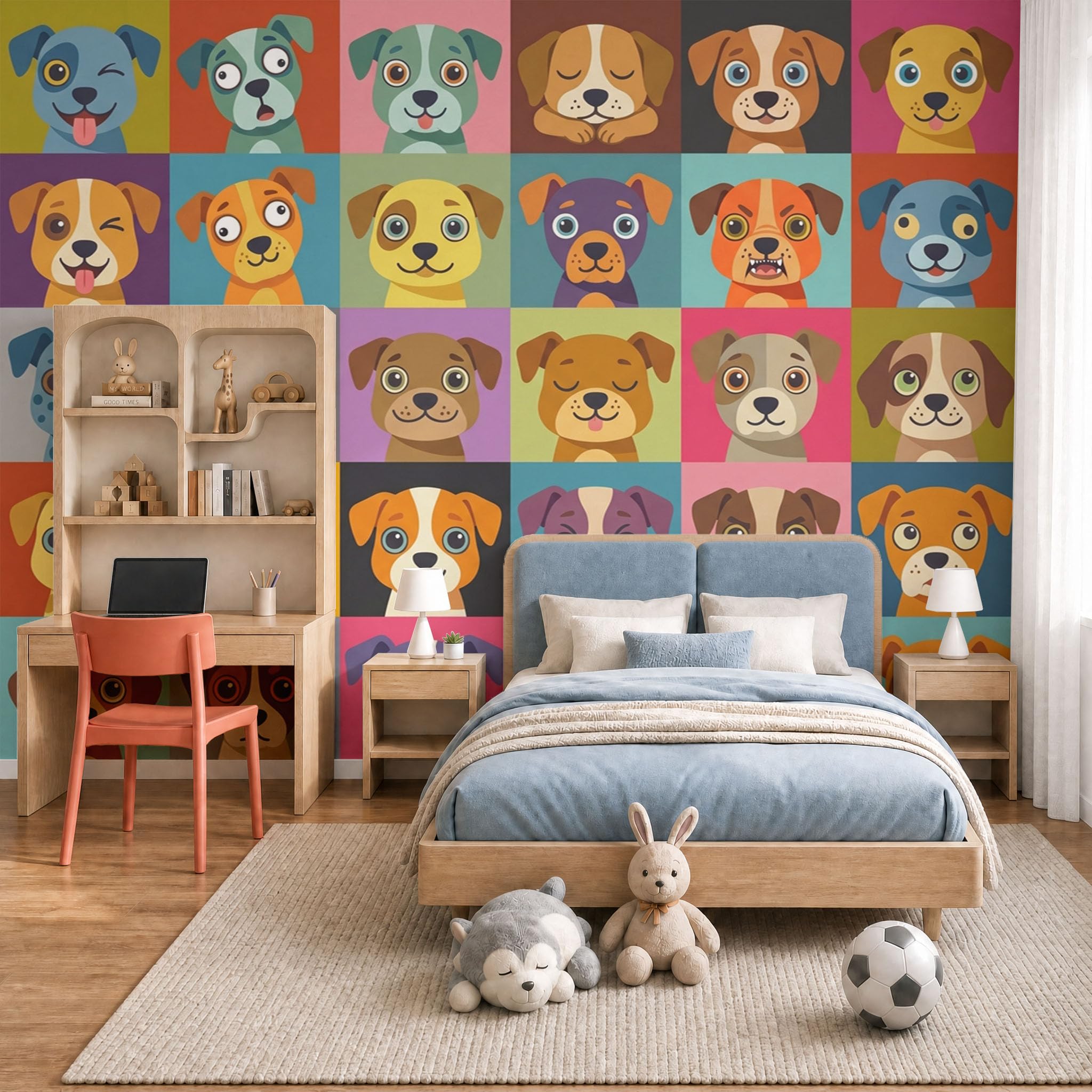 Papier peint panoramique chien pour transformer un mur blanc triste
