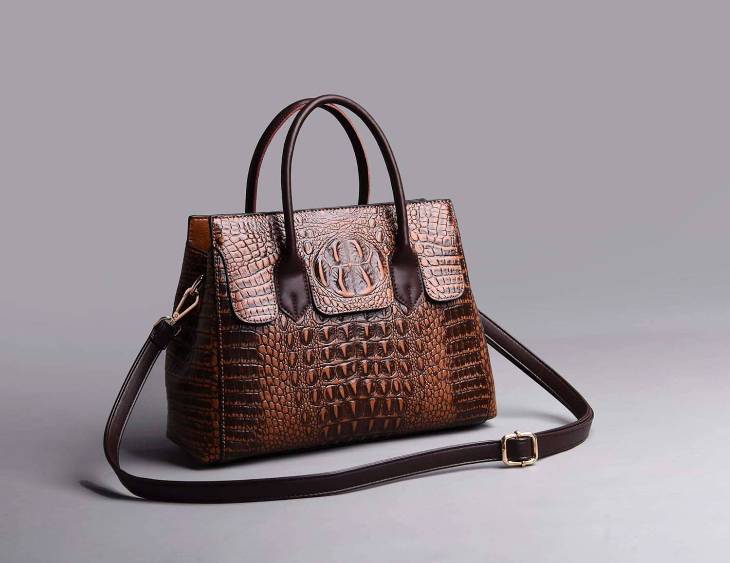 Shoulder Sling Tote Handbag For Women Retro Crocodile Top Handle Shoulder Bag - Image 2