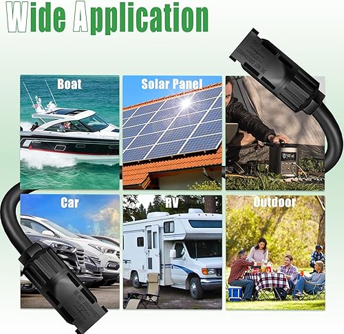 Miniatura 7 de Cable de extensión solar de doble cable de 6 pies Conector de panel solar de 10 AWG (6 mm), con conectores solares IP67 machohembra para