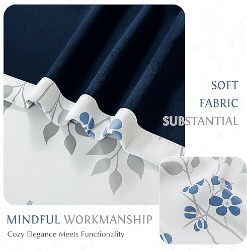 Miniatura 7 de Beauoop Cortinas opacas para dormitorio con estampado botánico de 108 pulgadas de largo, cortinas con aislamiento térmico floral, ojales en la parte