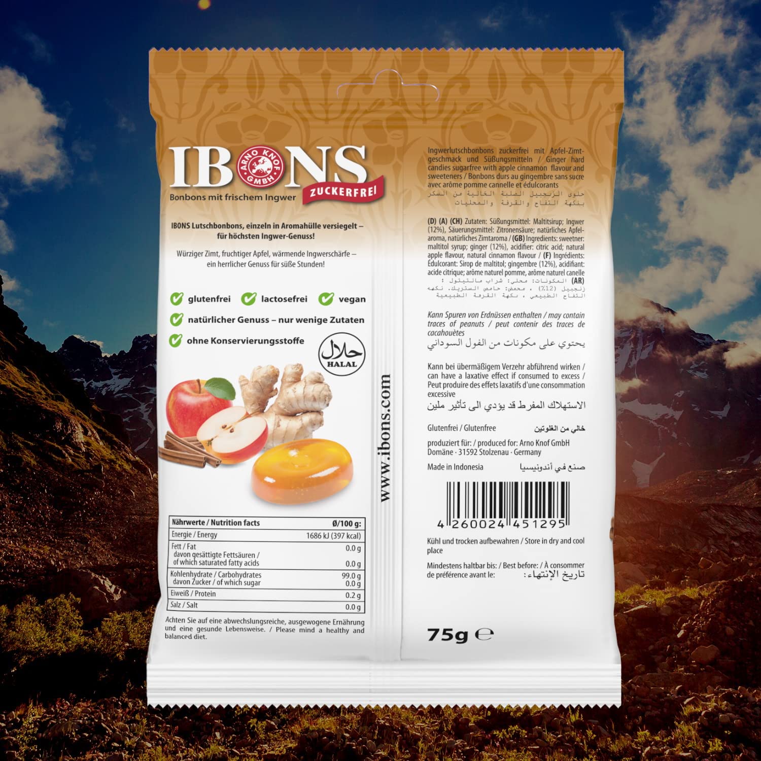 IBONS Lutschbonbons 75g zuckerfrei (Ingwer-Apfel-Zimt)