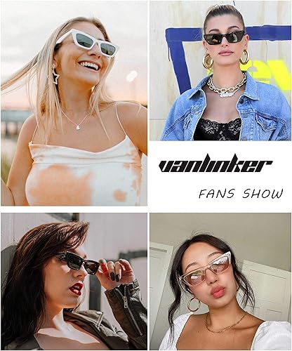 Miniatura 3 de VANLINKER Pequeñas gafas de sol de ojo de gato delgadas de moda para mujer, sombra cuadrada pequeña retro VL9555