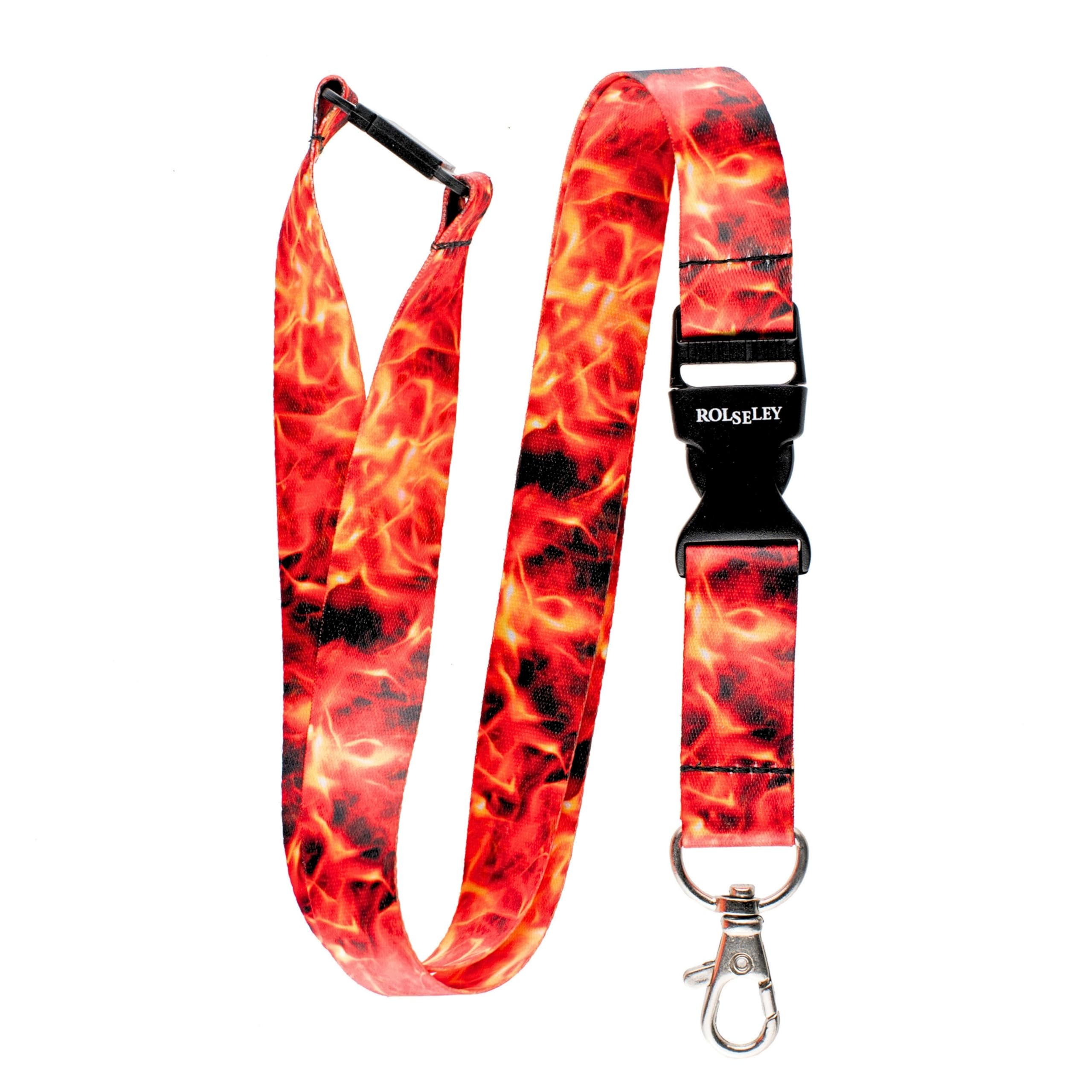 Lanyard Neck Strap FLAMES/FIRE Pattern With Metal Lobster Claw Clip And Safety Breakaway for ID and Passes for Everyday Use at Office, School, Events