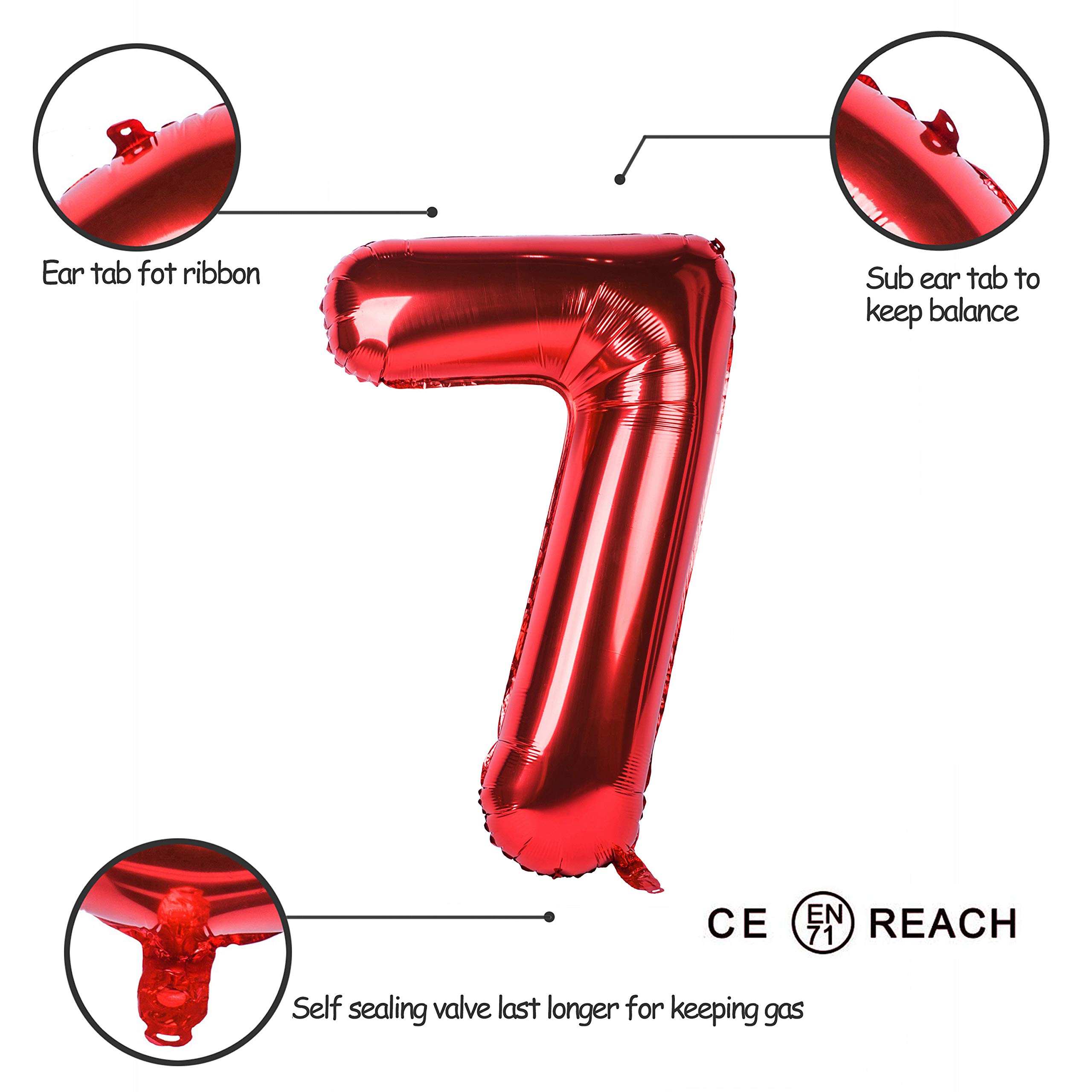 Red 0 balloon 40 Inch Giant Helium Foil Number 0 to 9 Red Balloon Birthday Wedding Party Digital Decorations (Number 0) — view 356