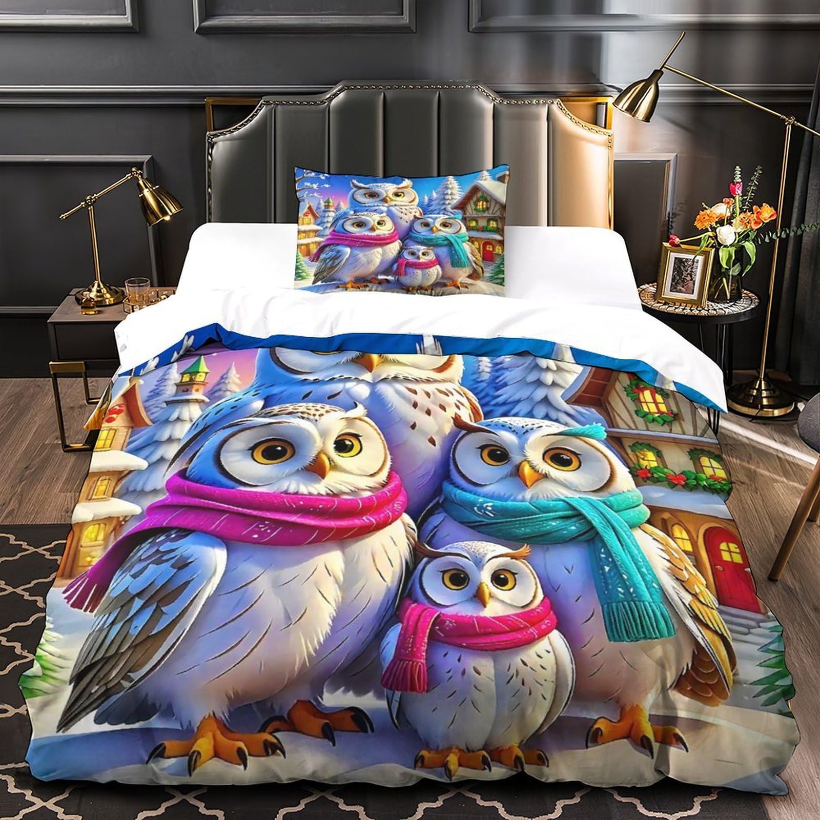 Housse de couette imprimée en 3D en microfibre douce et zippée pour lit simple