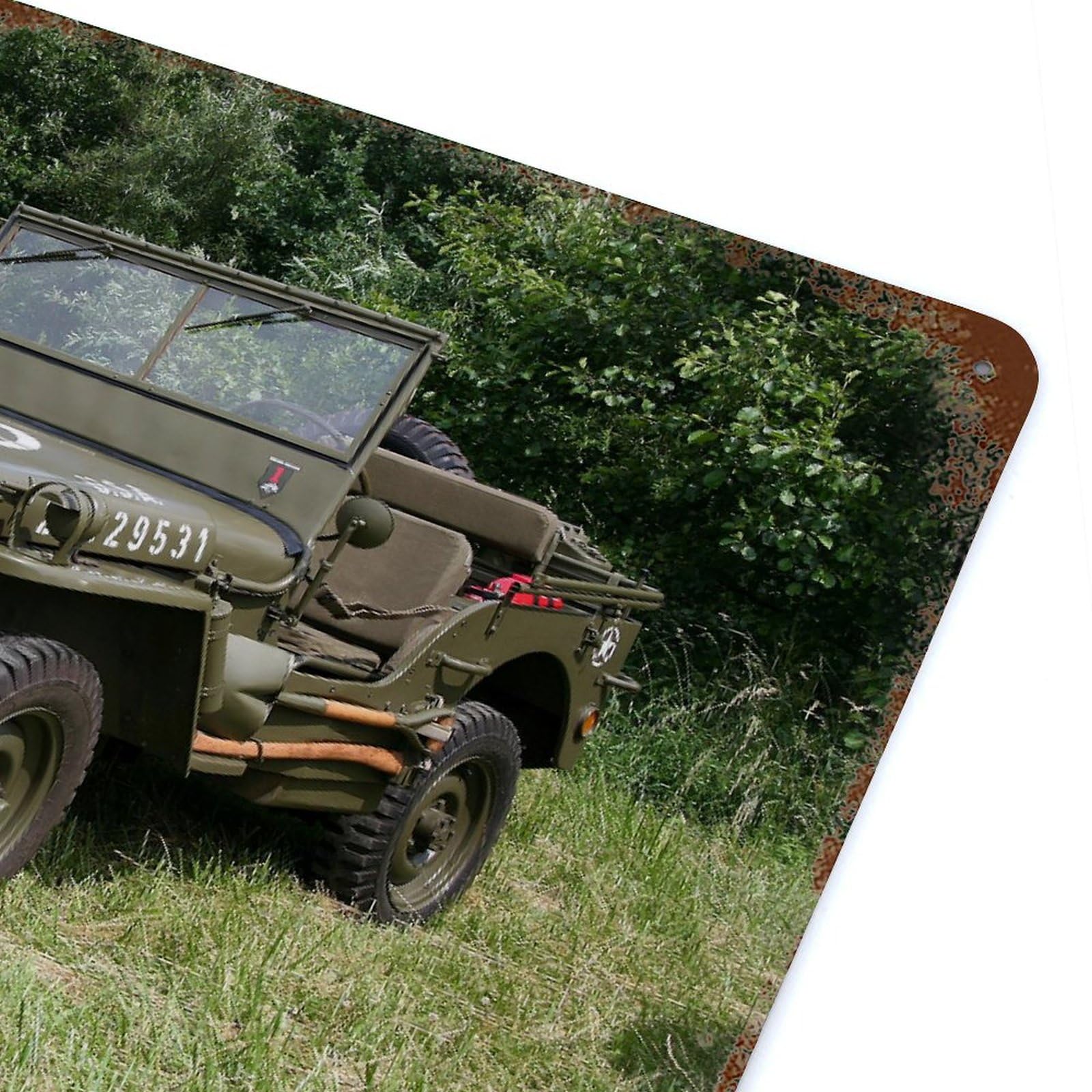 PGCKSK Métal Étain Signe,Garez la jeep,Plaque Rétro Fer Signe Mural Mural Art Déco pour Salle Bain Restaurant Maison Cafés Bar Pub Déco Cadeau-30 x 40 cm (12 x 16 inch) J49