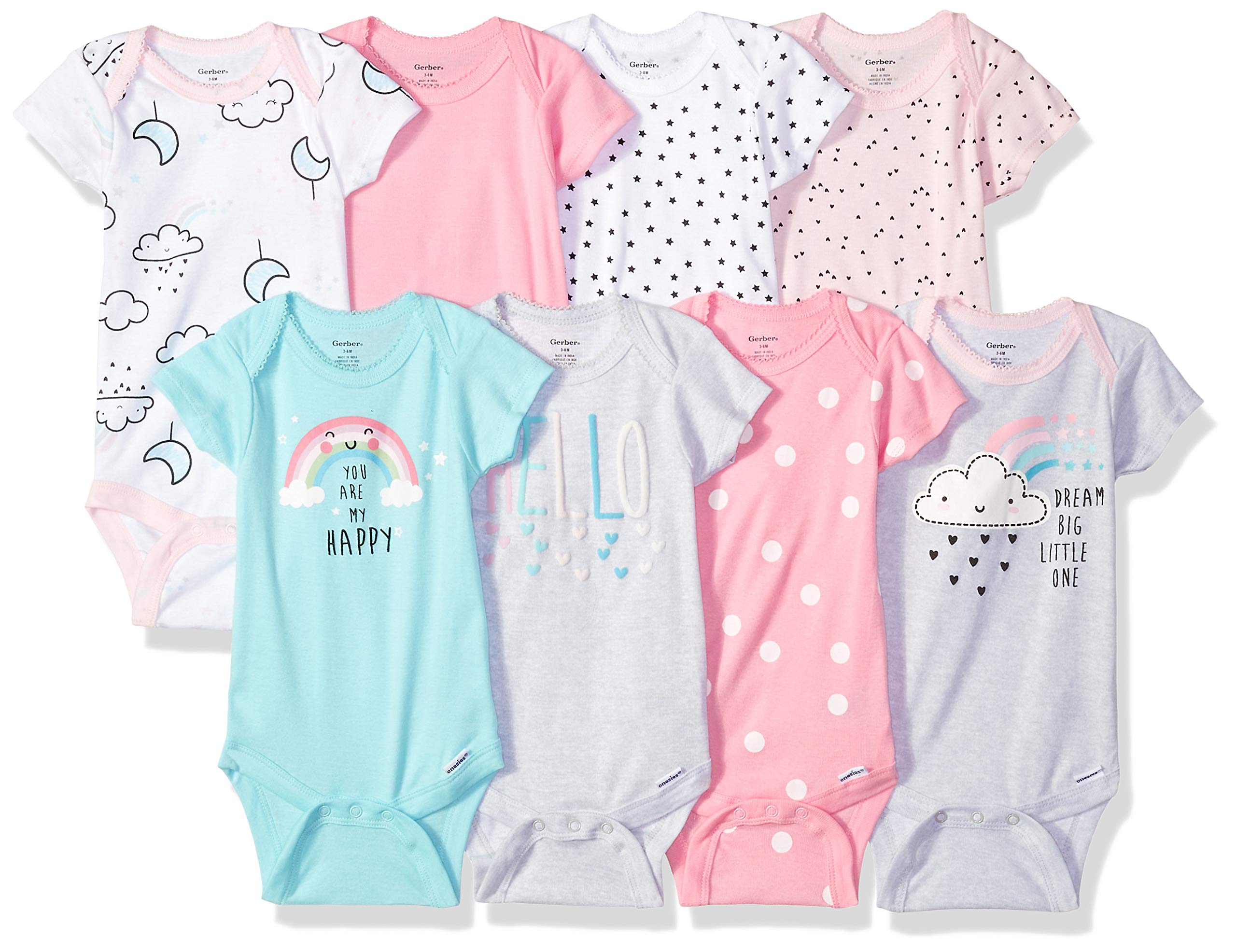 GerberBaby Girls 8-Pack Onesies Bodysuits
