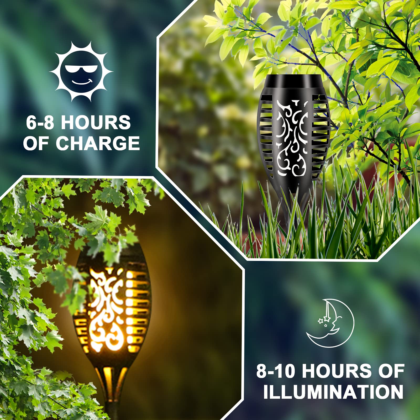 Solar Lights Outdoor 6 Pack, Solar Torch Light with Flickering Flame, Waterproof Pathway Lights - Image 4